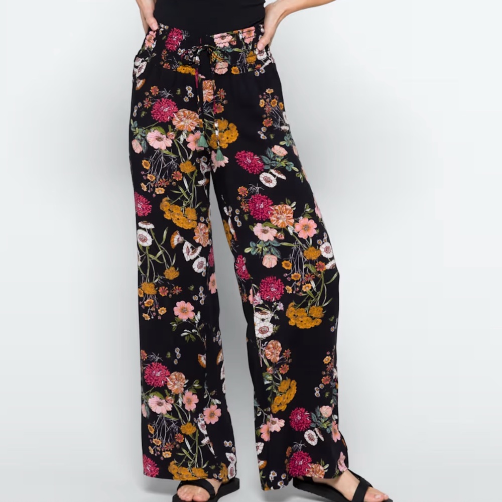 Floral High Rise Wide Leg Pant